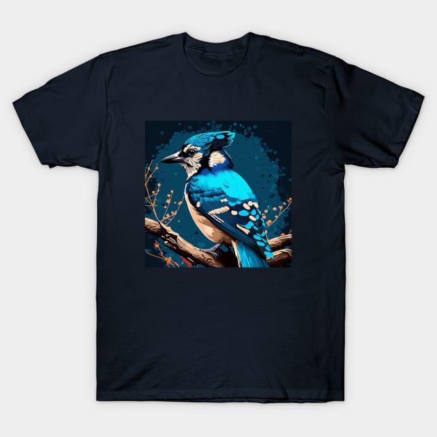 Blue Jay on a Branch T-Shirt by Star Scrunch